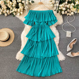 Women Glamorous Slim Fairy Slash Neck Short Sleeve Cake Knee-Length Robe Dress