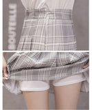 Abberrki Korean Style Zipper High Waist Mini Skirt School Pleated Plaid