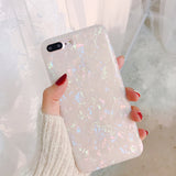 USLION Glitter Phone Case For iPhone 7 8 Plus Dream Shell Pattern TPU Silicone Cover