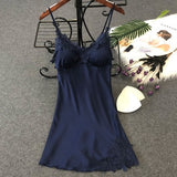 Women's Lingerie PU Silk Lace Sleepwear Babydoll Satin Chest Pad Nightie