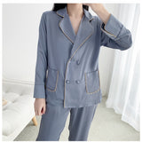 Women Sleepwear Two-Piece Faux Silk Satin Pajamas Set