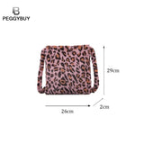 Women Leopard Plush Vintage Large Capacity Shoulder Bag