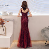 Women's Toast Bridal Fishtail Long Sleeveless Sequin Sling Dress