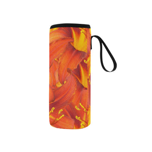 Orange Daylilies Neoprene Water Bottle Pouch/Small