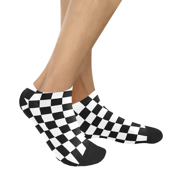 Black White Checkered Women's Ankle Socks