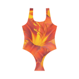 Orange Daylilies Vest One Piece Swimsuit (Model S04)