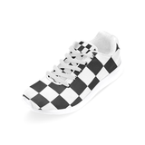 Black White Checkers Men's Running Shoes/Large Size (Model 020)