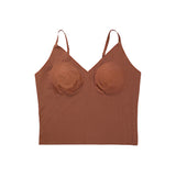 Women's One-Piece Camisole V-Neck Nude Straps Chest Pad Bra