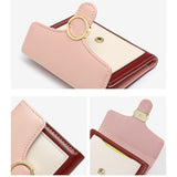 Geometric Panelled Trifold Women Wallet Pu Leather Zipper Coin Small Purse Card Holder