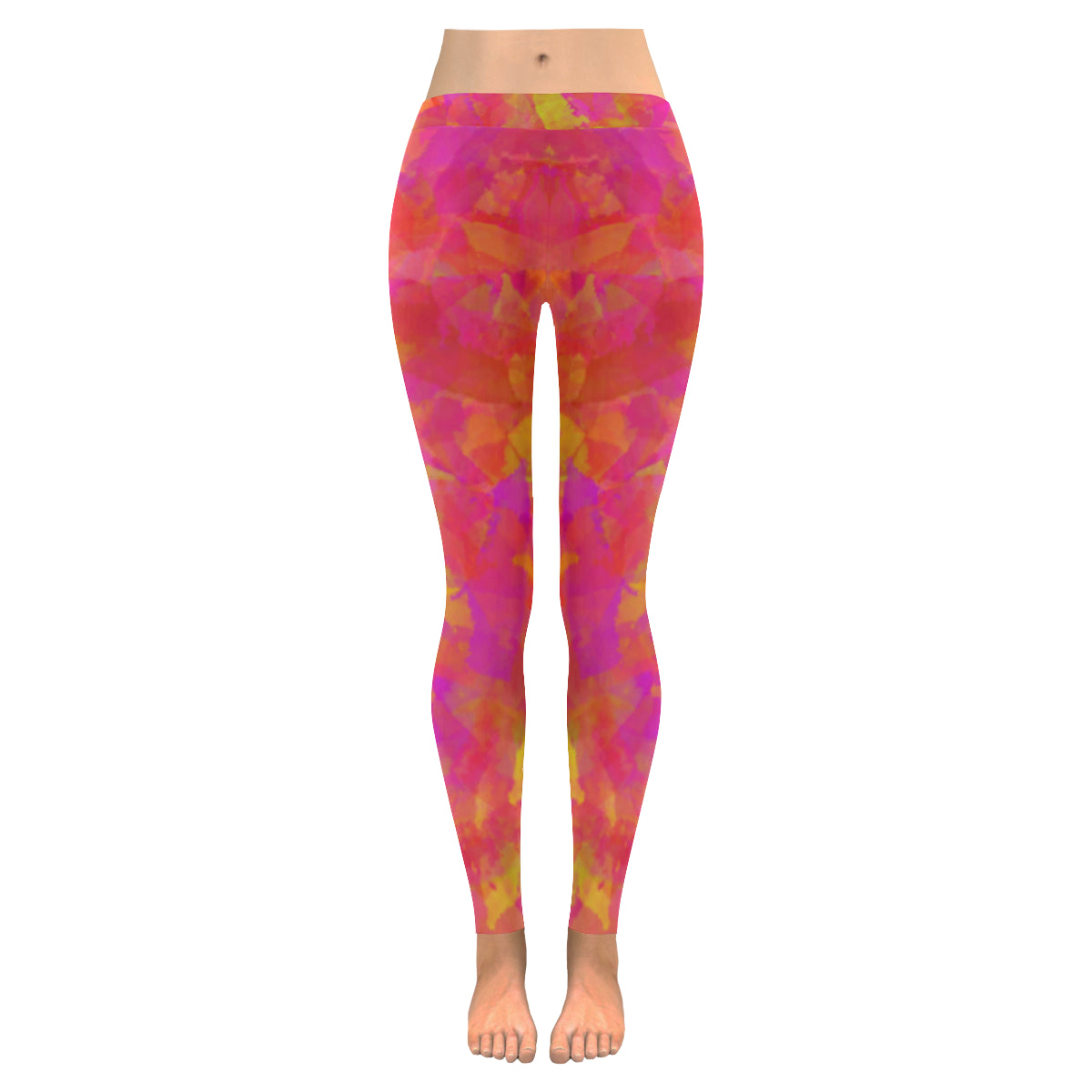 Yellow Red Damask Low Rise Leggings (Invisible Stitch) (Model L05 ...