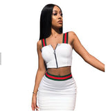 Women Stitched Condole Belt Top Bodycon Mini Skirt Outfit Two Piece Dress