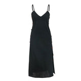 Women Bohemian Spaghetti Strap Midi Style Plus Size V-Neck Sleeveless Dress