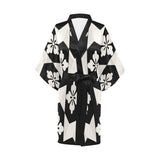 Black White Tiles Kimono Robe