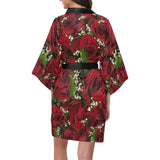 Carmine Roses Kimono Robe