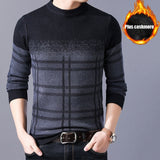 Men's Sweater Round Neck Long-Sleeved Plain Stretch Pullover Seedlings Suitable