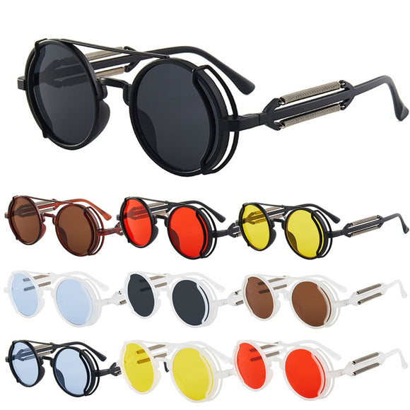 Steampunk Sunglasses UV400 High Quality Color Lenses Round Metal Frame
