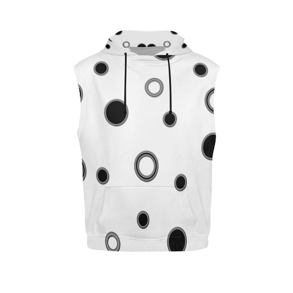 Black Polka Dots All Over Print Sleeveless Hoodie for Women (Model H15)