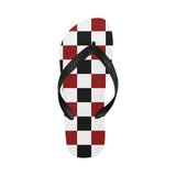 Black Red White Checker Flip Flops for Men/Women (Model 040)