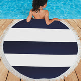 Blue White Stripes Circular Beach Shawl 59"x 59"