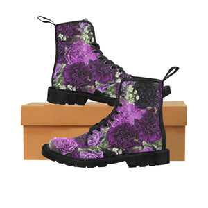 Little Purple Carnations Martin Boots for Women (Black) (Model 1203H)