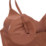 Women's One-Piece Camisole V-Neck Nude Straps Chest Pad Bra