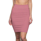 Pink Purple Plaid Women's Pencil Skirt
