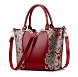 Women Sequin Embroidery Patent Leather Diamond Shoulder Messenger Bag