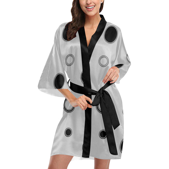 Black Polka Dots Kimono Robe