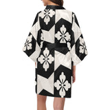 Black White Tiles Kimono Robe