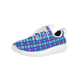 Bluish Plaid Grus Women's Breathable Woven Running Shoes (Model 022)