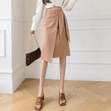 Women  High-Waist Asymmetrical Hip-Wrapped Nylon Cotton Skirt
