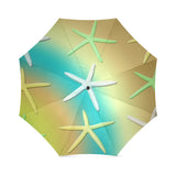 Lime White Yellow Starfishes Foldable Umbrella