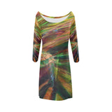 Abstract Colorful Glass Bateau A-Line Skirt (D21)