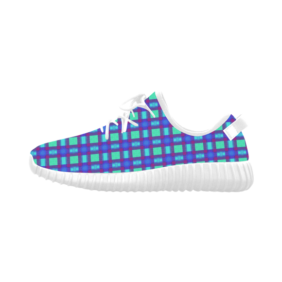 Bluish Plaid Grus Women's Breathable Woven Running Shoes (Model 022)