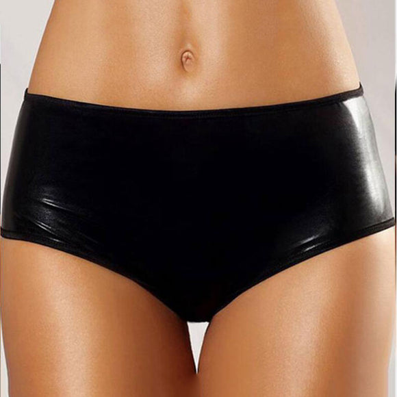 Women's Imitation Leather Panties Underwear Sequin Chain Thong Plus Sizes