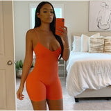 Women Sleeveless V Neck Bodycon Rompers Spaghetti Strap Short Jumpsuit Outfit