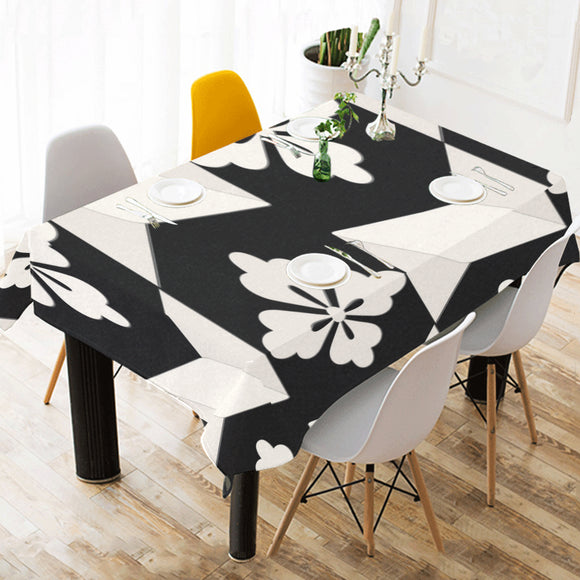 Black White Tiles Cotton Linen Tablecloth 52