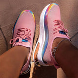 Women Colorful Cool Sneakers Lace Up Vulcanized Flat Shoes