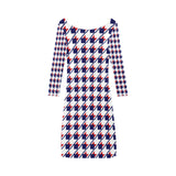 Red White Blue Houndstooth Bateau A-Line Skirt (D21)
