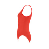Pomegranate Solid Vest One Piece Swimsuit (Model S04)