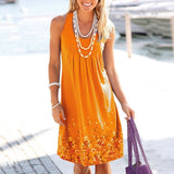 Women Sleeveless Plus Size Loose Boho Beach Dress