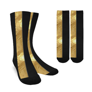 Black Gold Stripes Custom Socks for Women