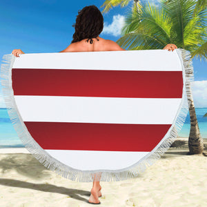 Red White Stripes Circular Beach Shawl 59"x 59"