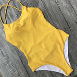 Women Attractive One Piece Solid Color Swimsuit