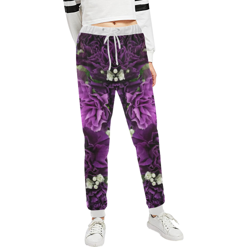 Little Purple Carnations Women's All Over Print Sweatpants (Model L11)