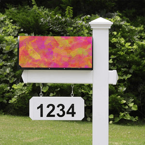 Yellow Red Damask Mailbox Cover