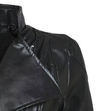 Women Gothic Faux Leather Zipper Basic Coat Turn-Down Collar Jacket