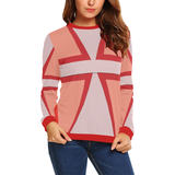 Shades of Red Patchwork All Over Print Crewneck Sweatshirt for Women (Model H18)