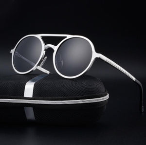 Retro Aluminum Magnesium Polarized Vintage Eyewear Driving Unisex Round Sunglasses