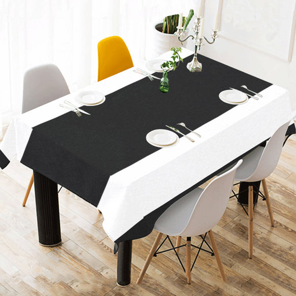 Black White Stripes Cotton Linen Tablecloth 52